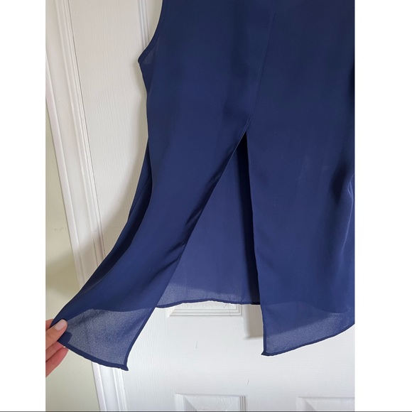 Split Back Navy Top - Picture 3 of 3